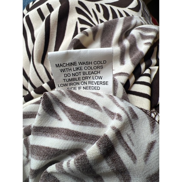 Notations Brown Cream Palm Leaf Twist Front V-Neck Midi Dress MITD0135 Mens M - Picture 6 of 7